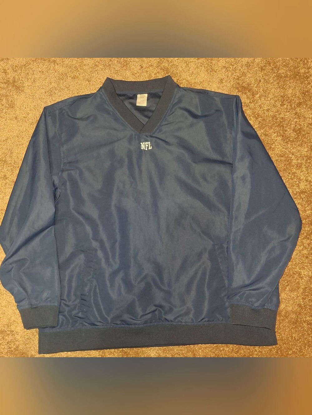 Vintage 2008 NFL Team Apparel Pullover Windshirt V-Neck Navy Blue Pockets XL